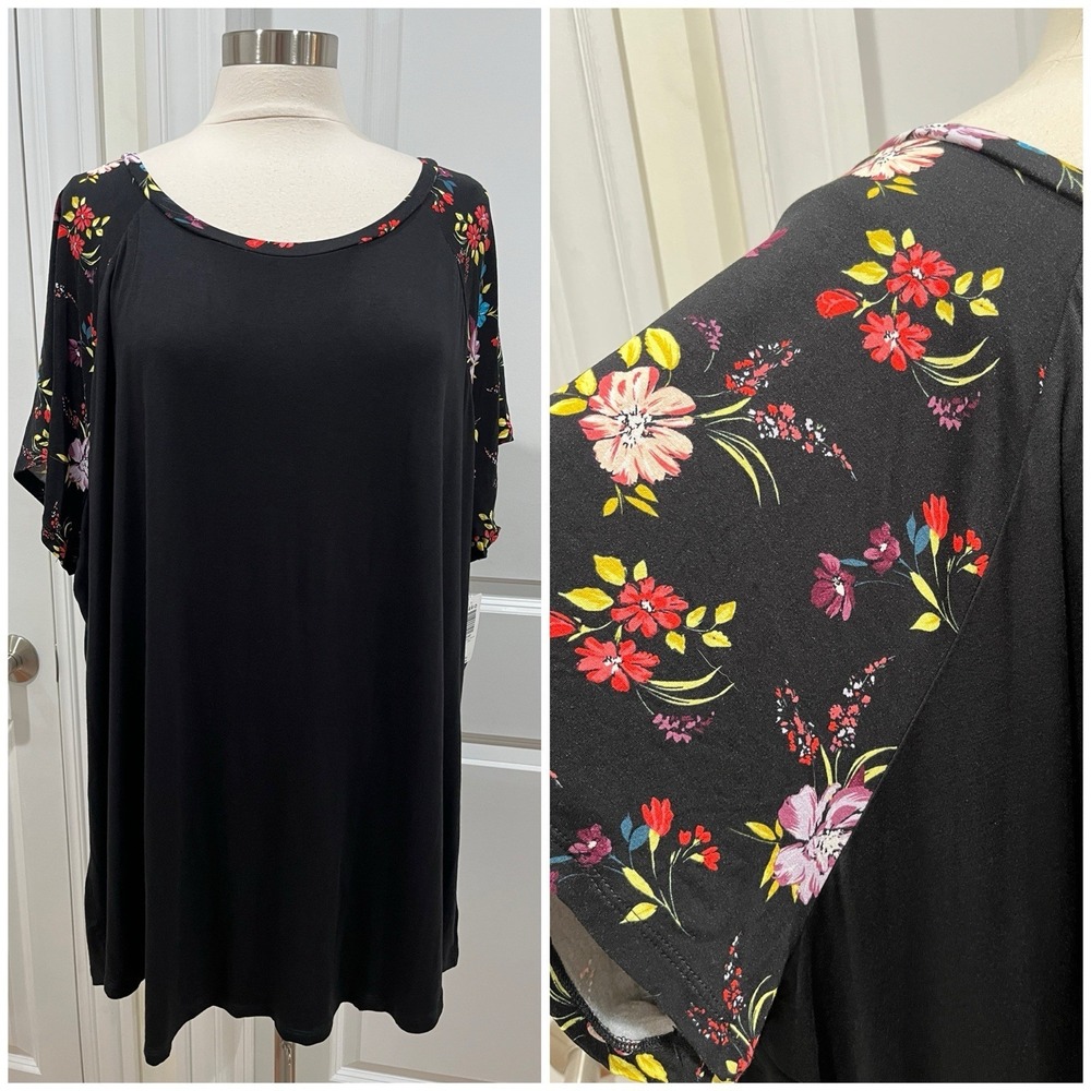 New! Torrid super soft knits tunic top Floral Short Raglan Sleeves Plus Size 5X